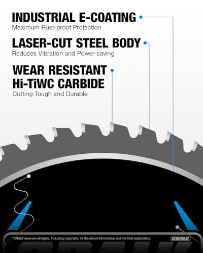 CRALY 10 Inch 50 Teeth Steel and Ferrous Metal Cutting Circular Saw Blade, 5/8 Inch Arbor, Thin Kerf, Professional Carbide Tipped Blade for Angle Iron, Threaded Rod, EMT Conduit(C1050MC) - size: 10" 50T