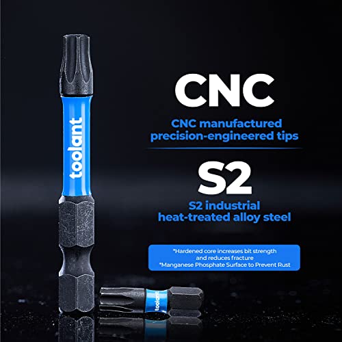 toolant 50PCS T25 1" Impact Torx Bits S2 Steel - size: T25(1"*50pcs)