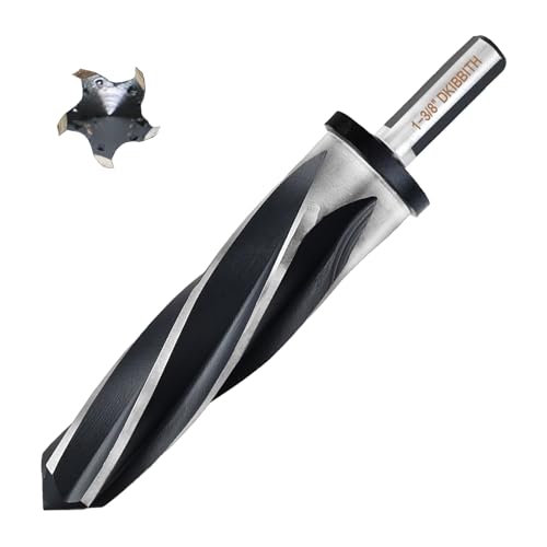 DKIBBITH 1-3/8" Bridge Construction Reamer Drill Bit, M2 HSS Taper Chucking Reamer for Steel Alloy Metal Wood Plastic, 1/2" Non-Slip Shank, 5-Spiral Flutes Car Reamer, to Align or Enlarge Holes, 35mm - size: 1-3/8"