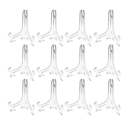 Super Z Outlet Plastic Easels 12 Pack Clear Easel Stands Easel Display Stand for Photo, Place Card, Collectibles, Light Items - Perfect for Wedding Cards, Party, Home, Party Decorations (8 Inches) - size: 8 Inches