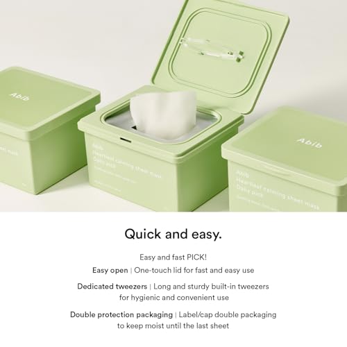 Abib Heartleaf Sheet Mask Daily Pick, 30 Sheets, Korean Skincare Soothing Face Mask - color: Heartleaf