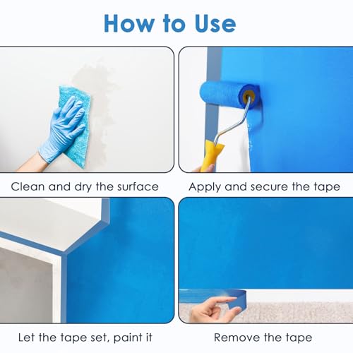 32Roll Blue Painters Tape 1.5 Inch Wide Bulk Masking Paint Tape 1.41inx55yd - size: 1.41 Inch X 32 Rolls
