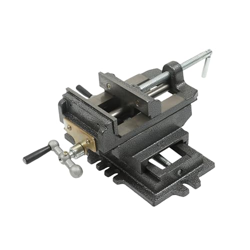 kimllier 5 Inch Cross Slide 2 Way Drill Press Vise, Cast Iron Compound Vise - color: Black, size: 5 Inch