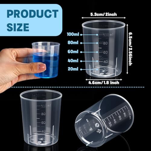 Konohan 300 Pack 3.4oz/ 100 ml Plastic Measuring Cups Clear Disposable - size: 3.4oz/ 100 ml