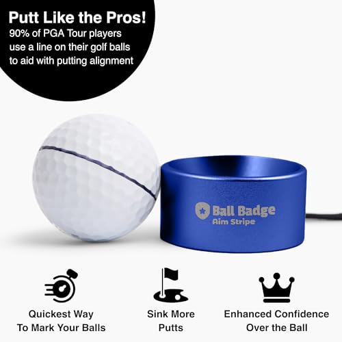 Aim Stripe, Golf Ball Alignment Tool, Full Metal, Training Aid - color: Blue