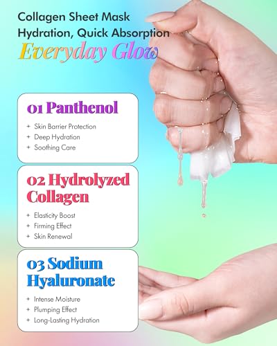 DERMAL Korean Sheet Mask Variety Pack, 24 Unique Collagen Essence Masks