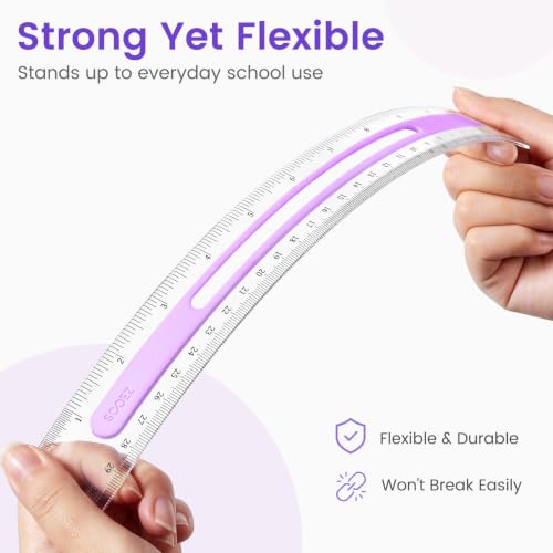 Sooez 3 Pack Ruler 12 Inch, Anti-Slip Clear Rulers for Kids School, Purple - color: Purple, size: 3 Pack
