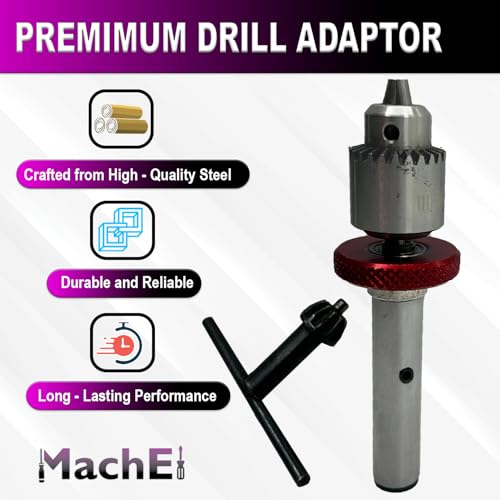 MachEl's Precision Fine Micro Drill Mill Adapter with Miniature Quill 1/2" Shank and JT0 Drill Chuck (0.3-4 mm) - Manual Feed Control for Drill Breakage Avoidance - with Superior Tool Accessories