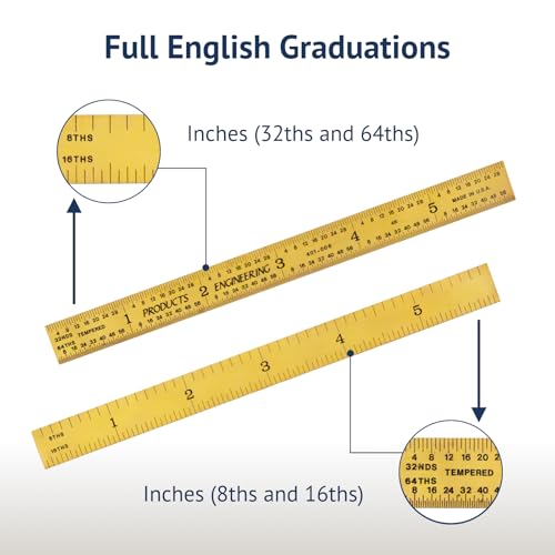 PEC Tools 6" TiN Coated Metal Ruler, Flexible, 4R Graduation, Long-Wearing - color: TiN Coating-Flexible, size: 6"