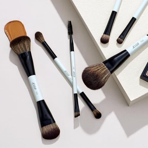 Jessup Makeup Brush Set 6pcs Double Sided Makeup Brushes for Face Eye T501 - style: T501-6pcs