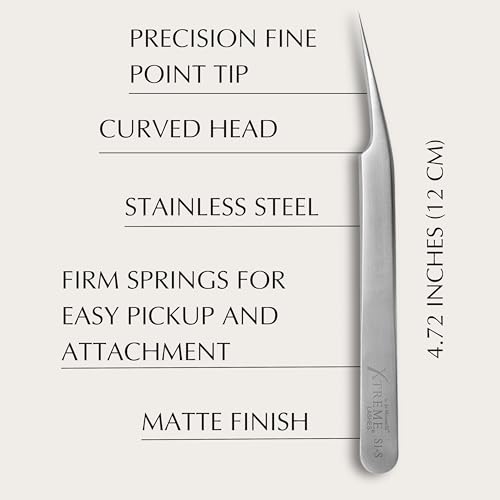 Xtreme Lashes Professional Curved S1-S Tweezer, 4.72 Inches (12 CM)