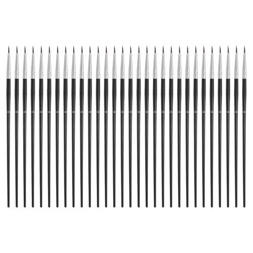 MECCANIXITY 30Pcs Fine Pointed Miniature Paint Brushes(Black #0) - color: Black, size: #0