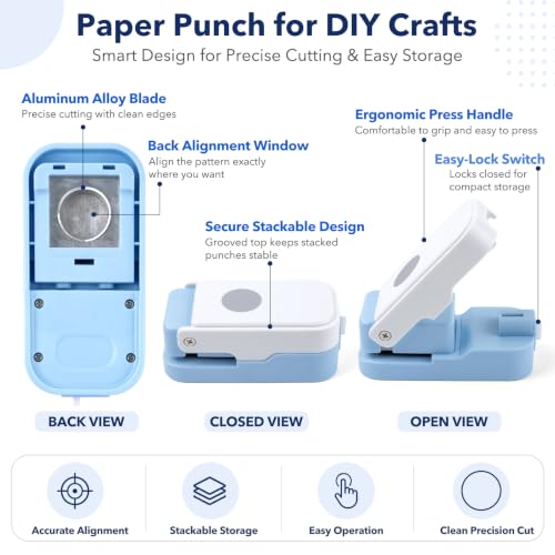 Circle Punch 0.87inch Solid Circle Punch for Junk Journal & Scrapbooking - color: 0.87" Circle Punch Blue