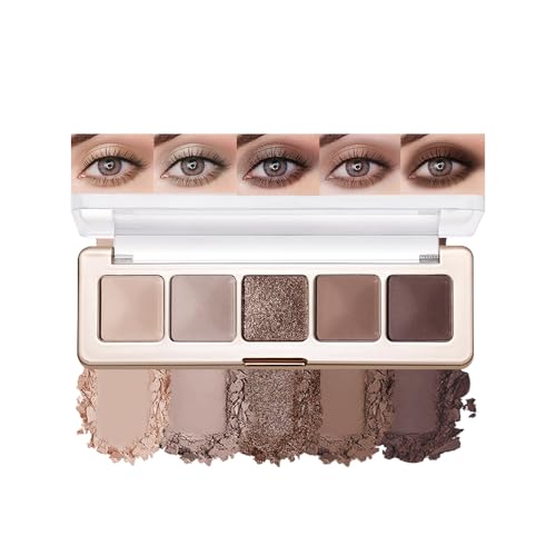 Neutral Nude Brown Matte Eyeshadow Palettes, 5 Color Natural Shimmer Gold Everyday Basic Eye Shadow Palette Makeup for Older Women, Suitable for Green Eyes, Brightening Eye Mini Travel Size 01# - color: B-#01