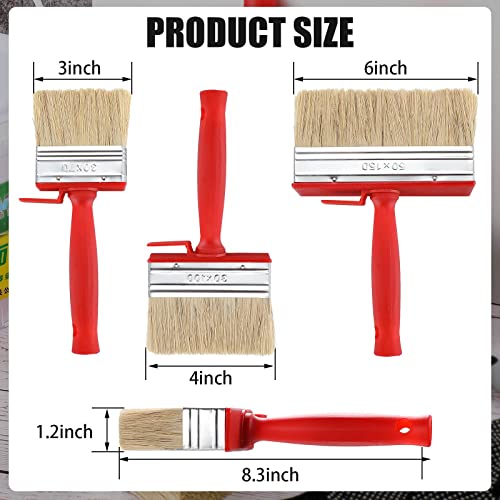 Hoolerry 3 Pcs Deck Stain and Sealer Block Paint Brushes for Wood Heavy Duty Brush Paint Brushes for Walls Applicator for Painting Staining Decking Fence (3",4",6") - size: 3", 4", 6"