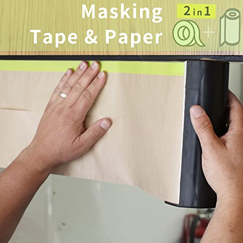 Tangibay Pre-Taped Masking Paper for Painting, 12 inch x 50 feet, 3 Rolls - size: 3 Rolls: 12"