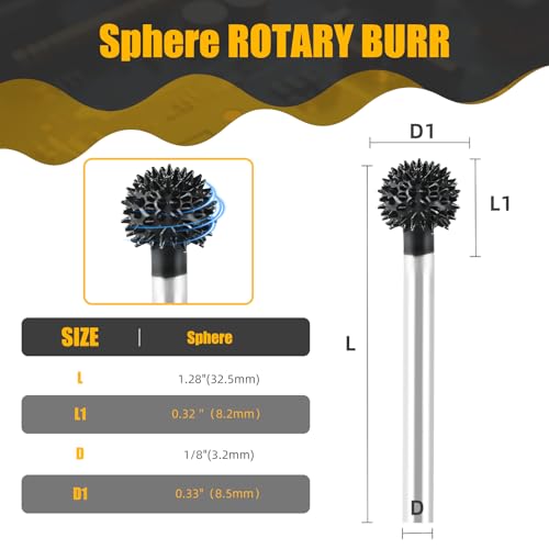 CAELUM Sphere Carbide Rotary Burr 1 Pcs, 1/8" Very Coarse Wood Carving Kit - color: Sphere