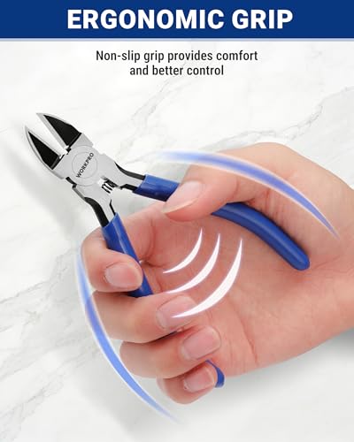 WORKPRO 6 Pack Wire Cutters, 6 Inch Precision Flush Cutters, Side Cutters - color: Blue