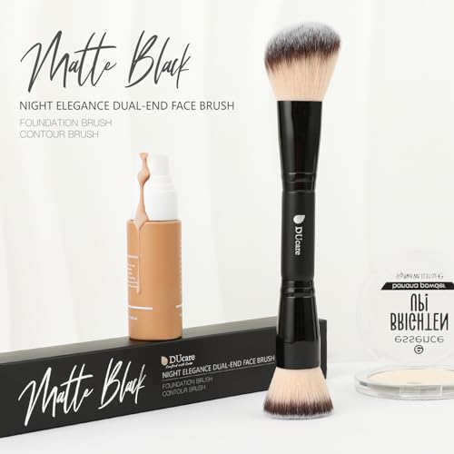 DUcare Foundation Brush Contour Bronzer Makeup Brush Double Ended Sculpting Brush for Blending Liquid Powder Concealer Cream Cosmetics Blush Buffe Black - color: B01