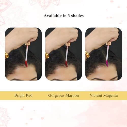 Keya Seth Aromatherapy Aromatic 100% Natural Liquid Sindoor Magenta with Sponge-Tip- Applicator- Long Lasting Chemical Free & Waterproof with Floral Pigment-5ml (Pack Of 1)