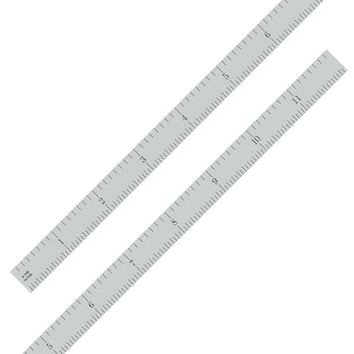 PEC Tools 12" Metal Ruler, Flexible, 4R Graduation, Inch Measuring Tool - color: Carbon Steel-Flexible, size: 12"