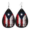 Faux Leather Teardrop Earrings - color: Silver