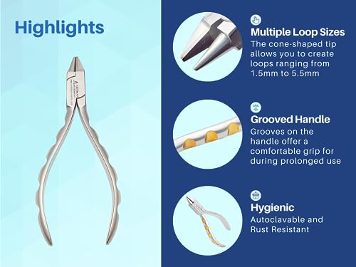 ARTMAN INSTRUMENTS Bird Beak Pliers Small Tip Loop Forming Pliers, Stainless Steel Orthodontic Bending & Shaping Tool, Precision Loop & Wire Forming Pliers, Golden Dot Series