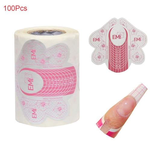 100Pcs Butterfly Form Self-Adhesive Nail Art Paper Tray for Acrylic UV Gel Manicure Tool Decor