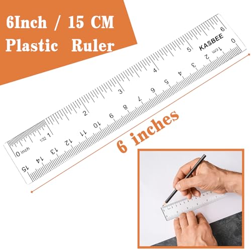 6 Inch Ruler, Clear Plastic Ruler, 2PCS - size: 6 Inch + 6 Inch