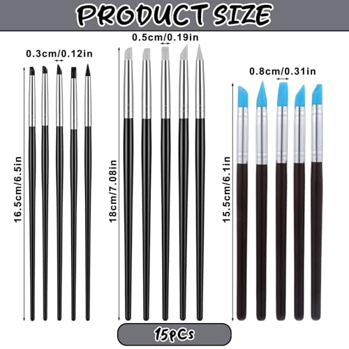 15 Pcs Silicone Paint Brushes for Crafts, Rubber Tip Silicone Brushes