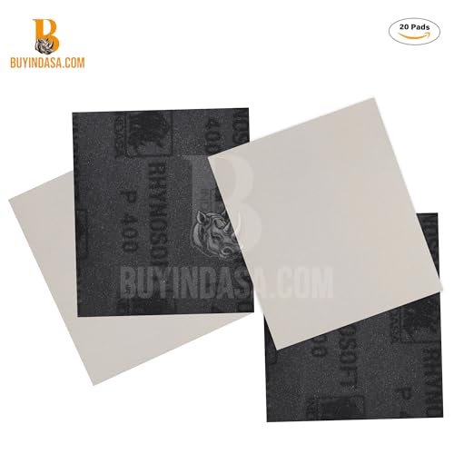 Indasa Rhynosoft Foam Sanding Pads - 4.5" x 5.5", Hook and Loop, 240 Grit, Plusline, Flexible, Tear-Resistant, Ideal for Automotive, Wood,& Finishing (Pack of 20 Pads) - size: 240-Grit 20 Pads Plusline