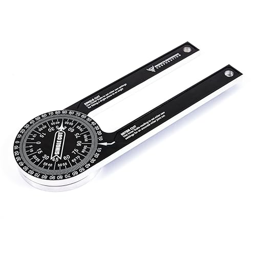 PEC Tools 7.25 Inch Aluminum Miter Saw Protractor With Laser-Engraved Scales - Professional Angle Finder