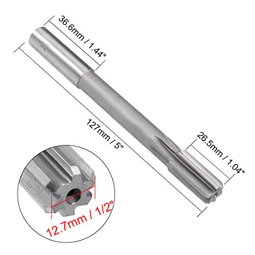 uxcell Chucking Reamer 1/2",H7 HSS Lathe Machine Reamer 6 Straight Flutes - size: 1/2"