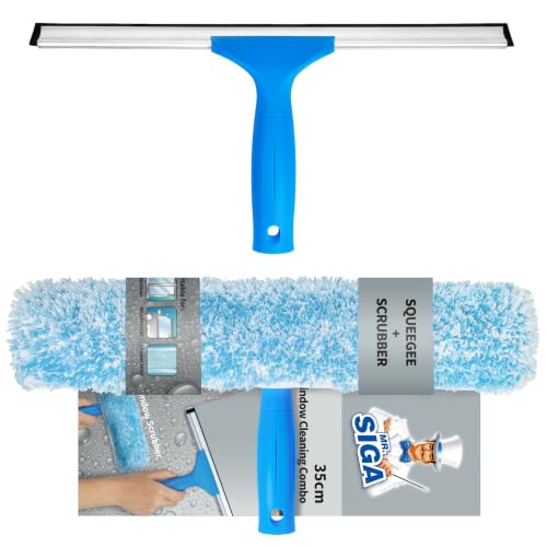 MR.SIGA Professional Window Squeegee & Microfiber Window Scrubber, 14 inch - size: 14-inch