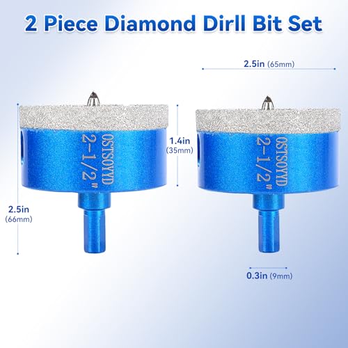 2-1/2 inch Diamond Hole-Saw Bits with Pilot Drill Bit 65mm Tile Hole Saws - size: 2-1/2'' | 65mm