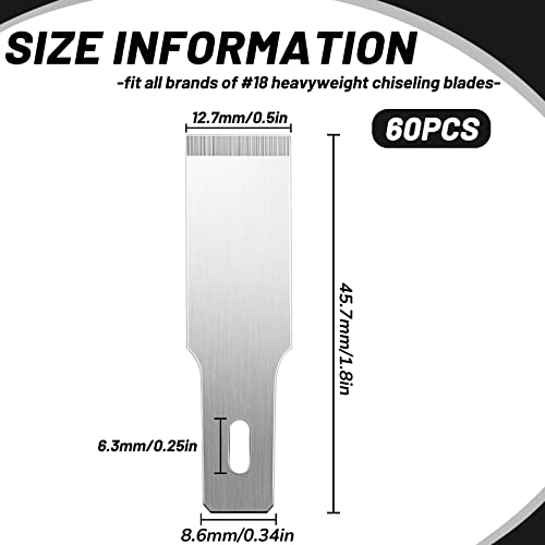 Zhehao 60 Pack Size 18 Chisel Blades, Replacement with Box