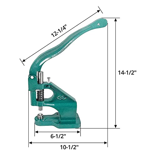 Hand Press Heavy Duty Eyelet Grommet Machine Punch Tool Kit with 3 Dies #0/2/4 and 1500 Pcs Silver Grommets Hole