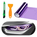 Car Headlight Vinyl Film Sticker Sheet Roll, 12"×48" Self-Adhesive Sticker for Tail Lights Fog Lights, Air-Release Wrap Film Roll with Squeegee & Cutter, Car Accessories (Purple) - color: Purple