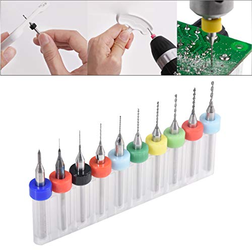 10 Pcs Tungsten Carbide Macro Drill Bits, PCB Drill Bits for Jewelry, CNC, Soft Metals, Model Making, Wood - Cutting Dia: 0.1mm, 0.2mm, 0.3mm, 0.4mm, 0.5mm, 0.6mm, 0.7mm, 0.8mm, 0.9mm, 1.0mm - color: 10 Pcs (0.1-1.0)mm