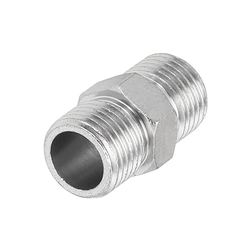 PATIKIL 1/8 to 1/8 Air Brush Hose Adapter, 1PCS 1/8" BSP Male to 1/8" BSP Male Fitting Conversion Adapter Nipple Metal Connector for Air Compressors - size: 1/8" BSP Male to 1/8" BSP Male