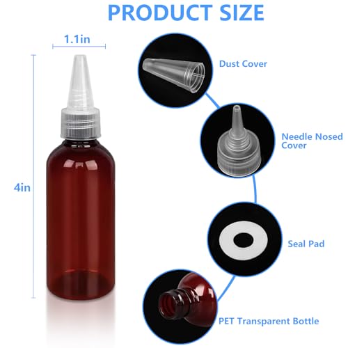DTDNZKN 4 Pack 1 Oz (30ml) Amber Plastic Essential Oil Bottles