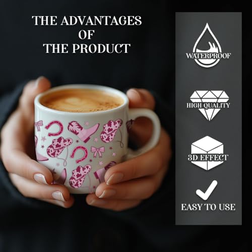 12 Sheets Transfers Stickers, Rub on Transfers Flower Game Western Country Theme Cup Wraps Decal Waterproof Printing UV Transfer Paper for 16 oz Glass Cups DIY Crafts - style: Mixed Shape