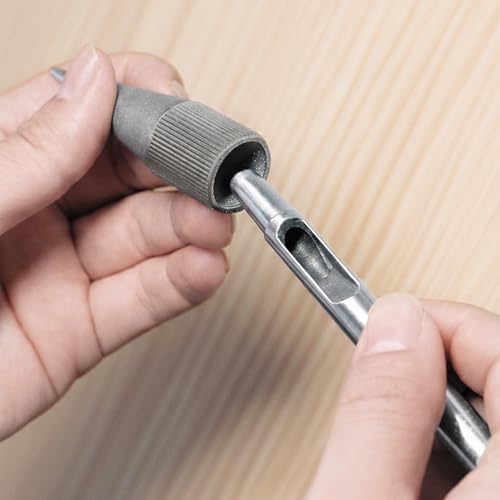 Leather Hole Punch Sharpener Emery Round Edge Grinder Polishing Polisher Tool for Handmade Manual DIY Crafts 3-16MM, Silver-Gray