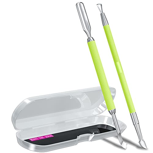 2PCS Neon Green Cuticle Pusher Tool and Scraper Nail Pusher - color: Neon Green