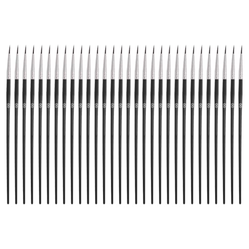 MECCANIXITY 30Pcs Fine Pointed Miniature Paint Brushes(Black #00) - color: Black, size: #00