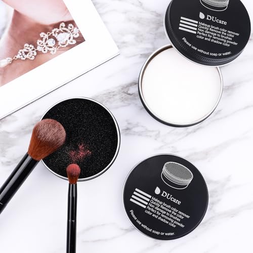 DUcare Makeup Brush Cleaner Makeup Brushes Solid Soap Cleanser with Color Removal Sponge Brush Cleaning Mat, Silicone Makeup Cleaning Cosmetic Cleaner Blenders Shampoo Removes Shadow Color - color: A-Cleaner-Color Removal