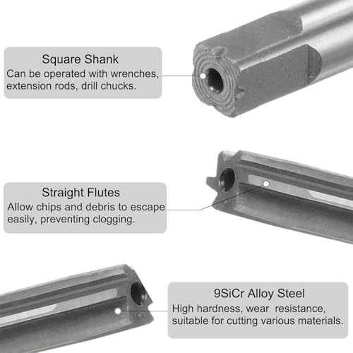 uxcell 4pcs Hand Reamers Set 1/8" 3/16" 1/4" 5/16" H7 Alloy Steel Reamer Bit Straight Flutes Steel Cutting Tool for Metal Wood Hole Reaming - style: H7