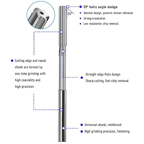 Chucking Reamer 6.5mm, H7 HSS Cobalt M35, Lathe Machine Reamer - size: 6.5mm