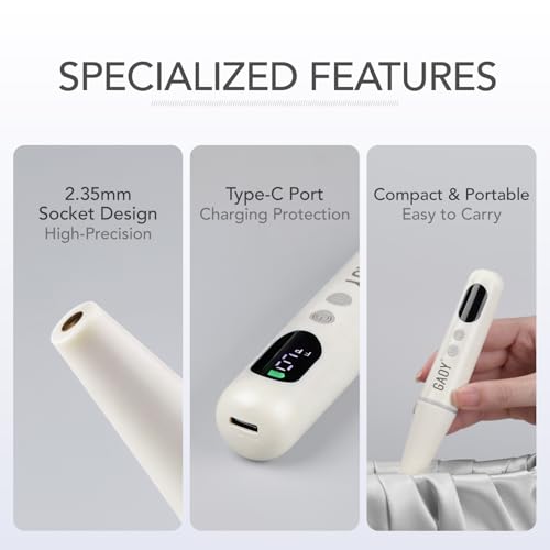 GAOY Cordless Nail Drill, Electric Nail File with LED Display, Milky White