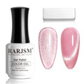 RARJSM Magnetic Cat Eye Gel Nail Polish Nude Purple Pink Silver Glitter - color: Nude Purple Pink